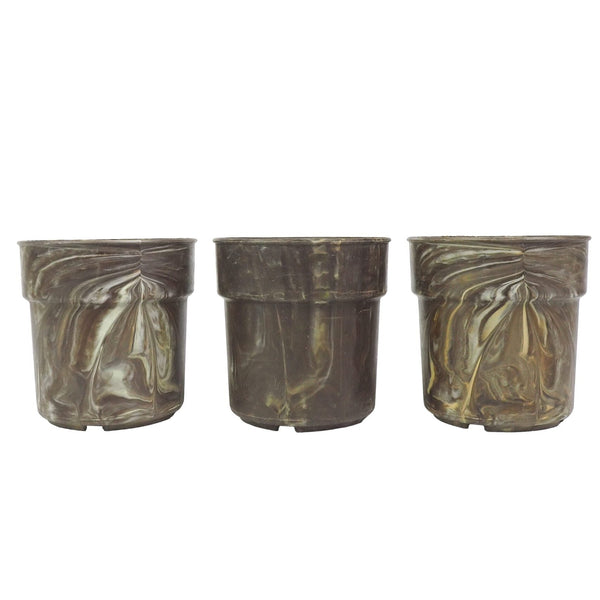3 Vintage Marbled Plant Pots