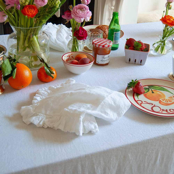 Mistral Drape Ruffled Linen Napkins: Voile (White)