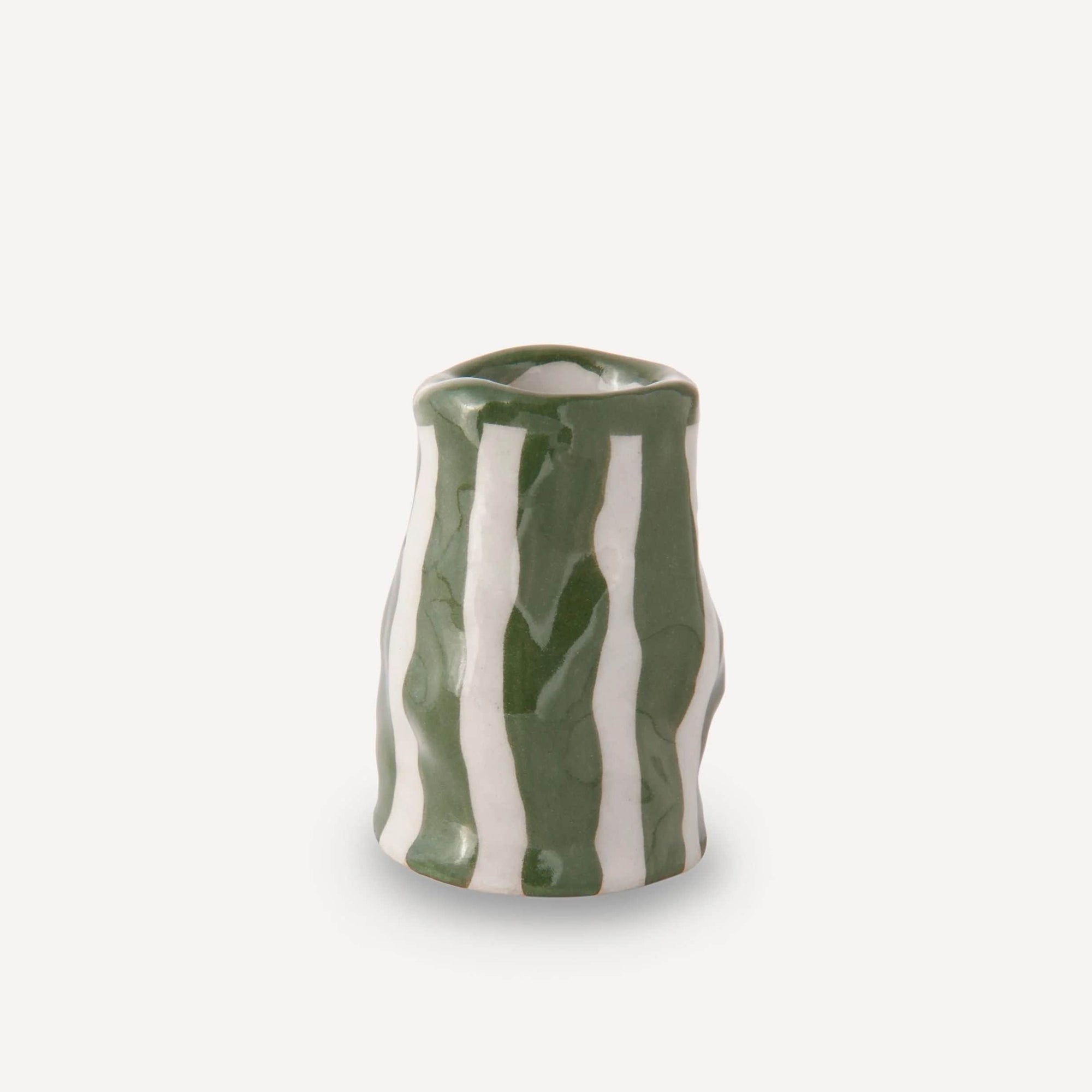 Light Green Candy Stripe Candle Holder