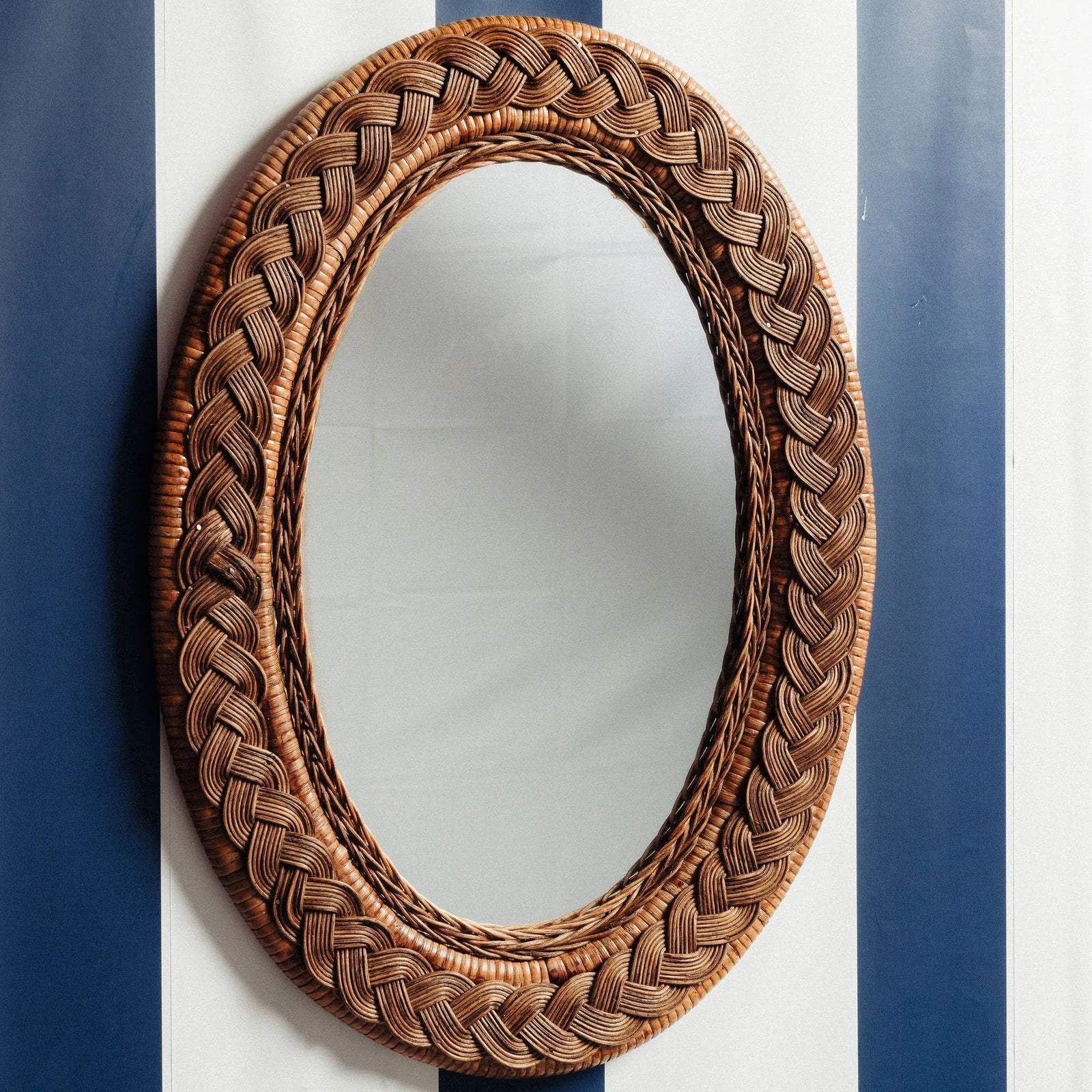 Serena Rattan Mirror, Medium Teak