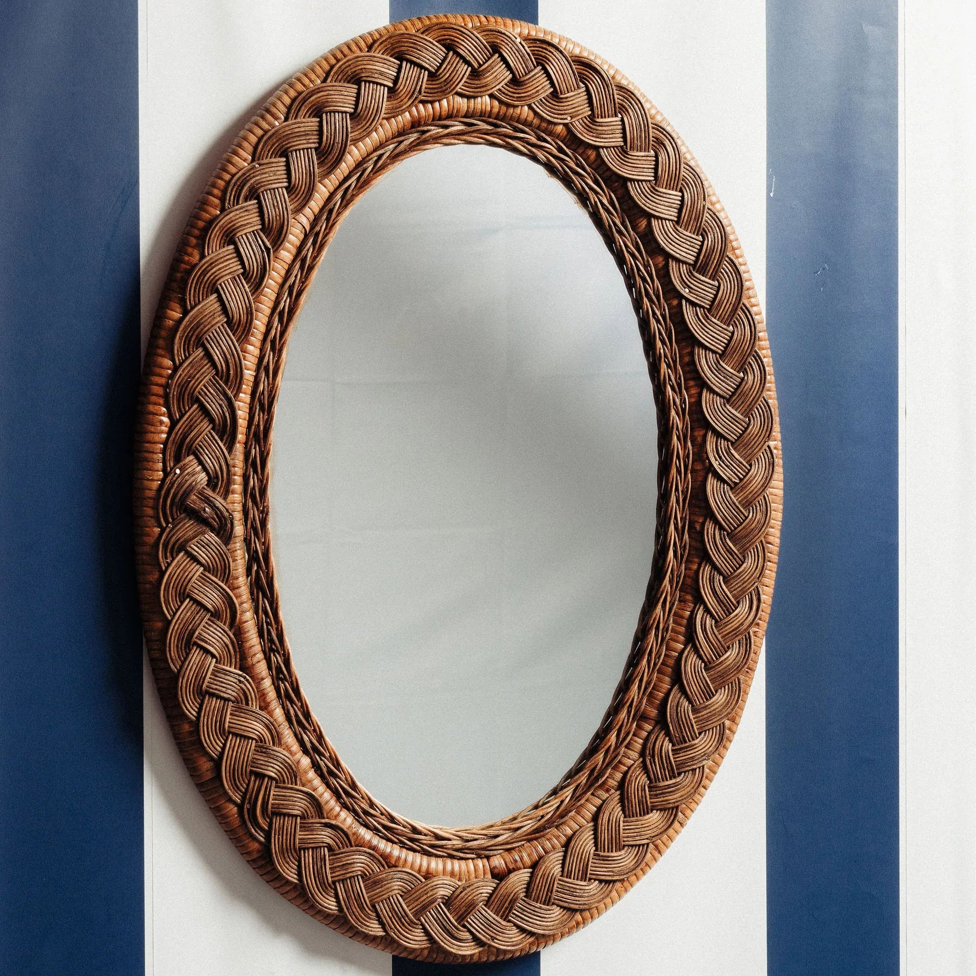 Serena Rattan Mirror, Medium Teak