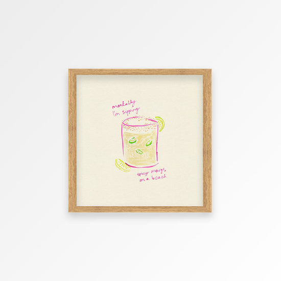Sipping Spicy Margs Square Hand Painted Print