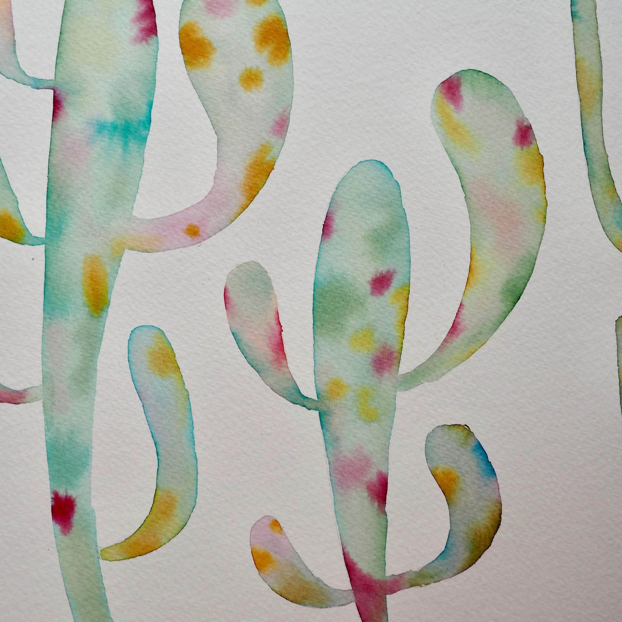 Original Pastel Cactus Watercolour Painting
