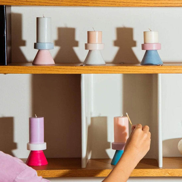 Stack Candle Tall - Blush / Pastel Purple / Teal