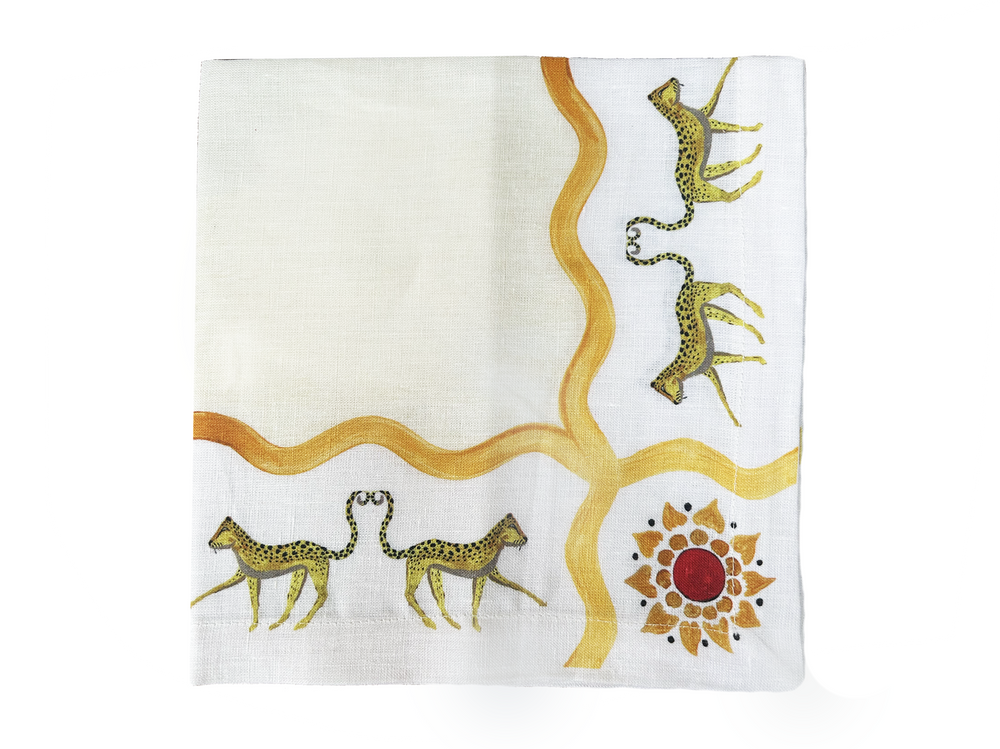 Floral Leopard Linen Napkin