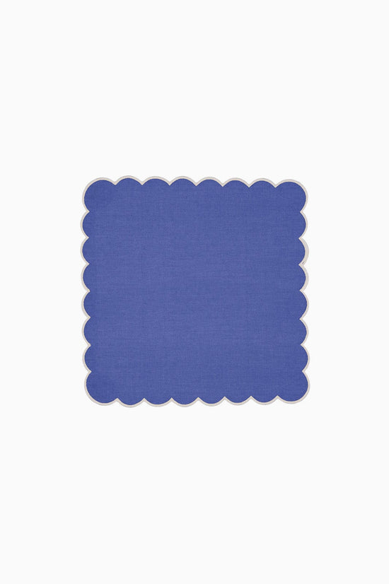 Zero-Waste Scalloped Linen Napkins klein blue - Set of 2
