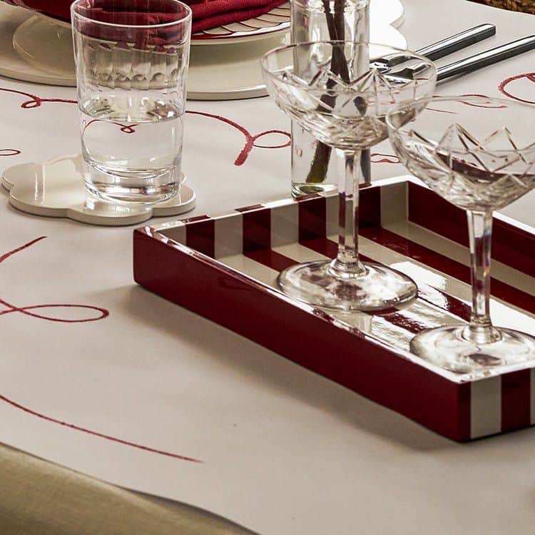 Small Burgundy Striped Tray