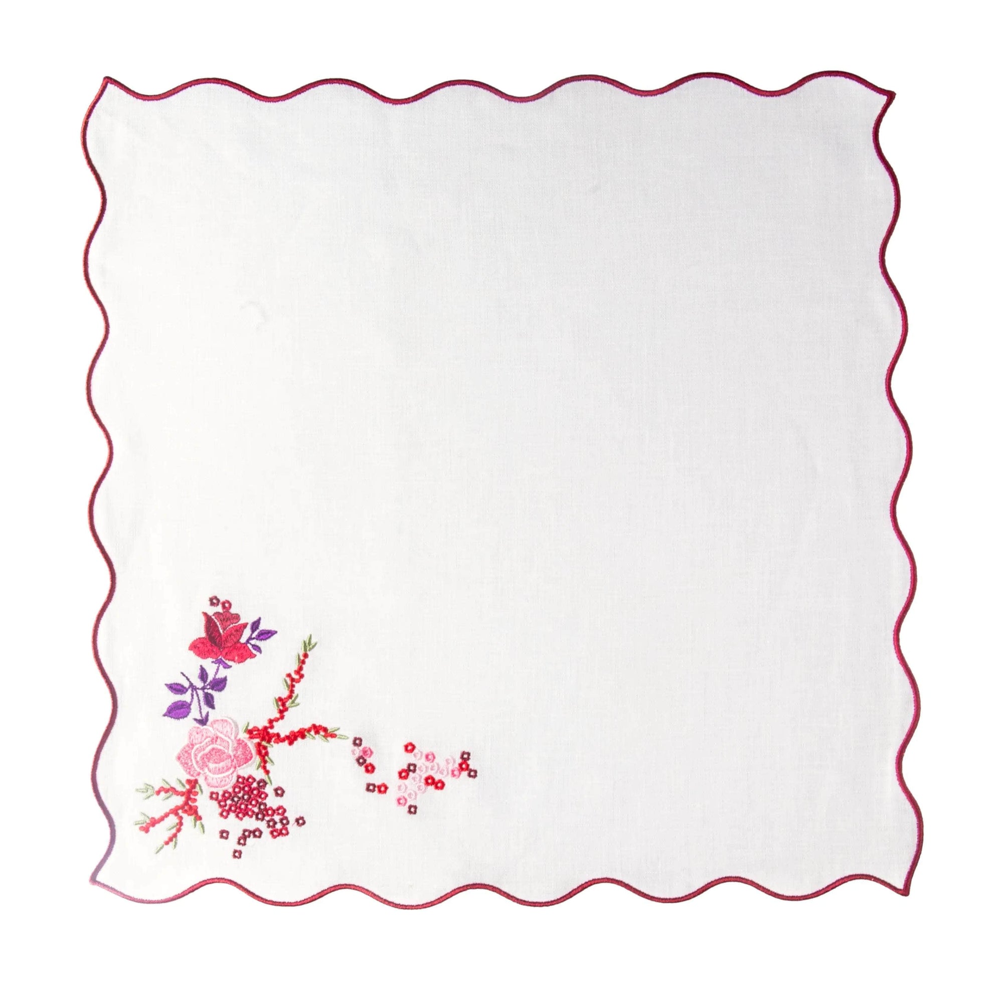 Roseraie et Baies Embroidered Napkin