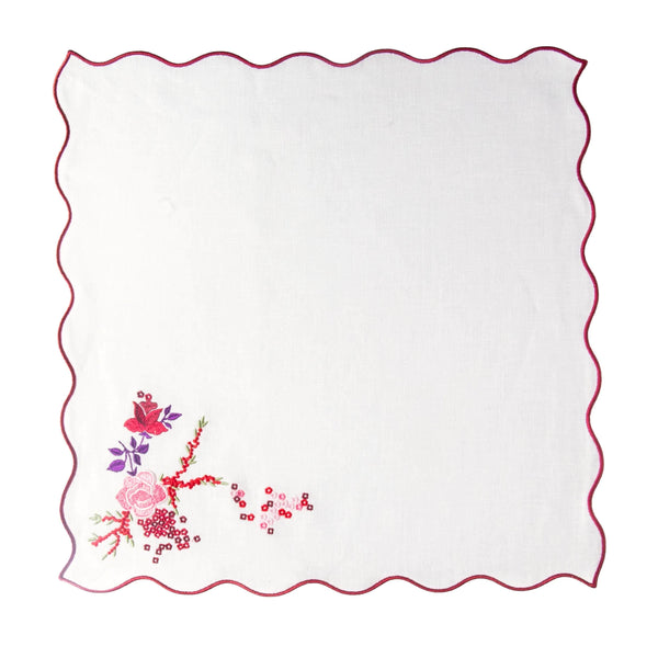 Roseraie et Baies Embroidered Napkin