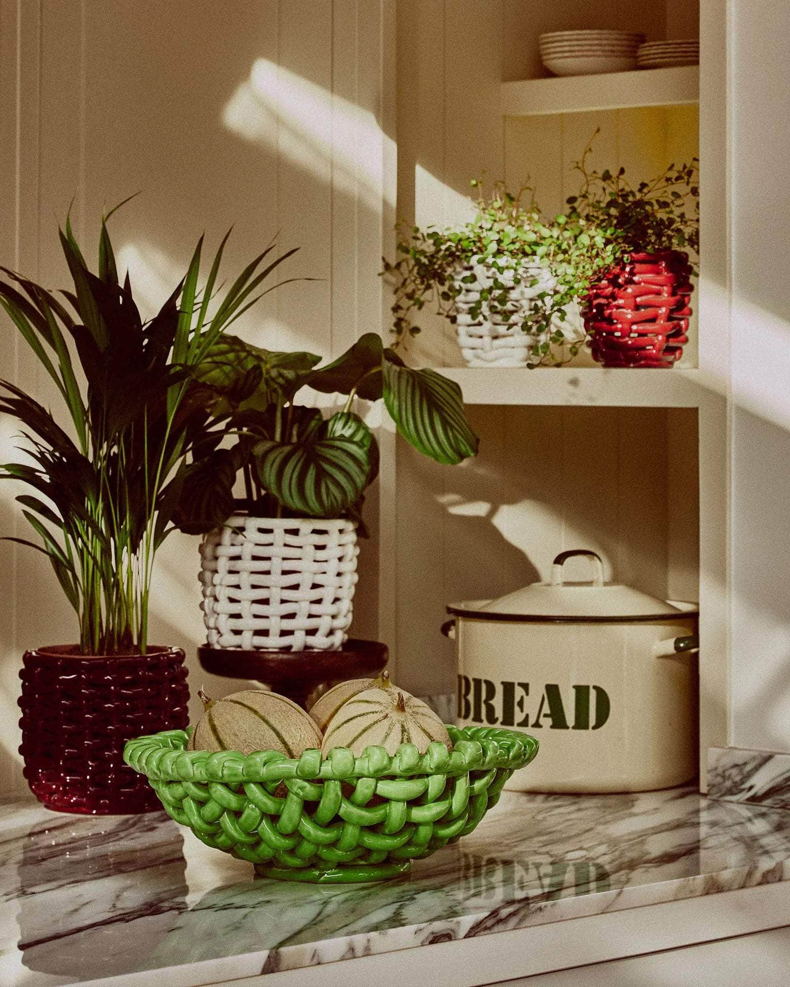 Burgundy Basketweave Planter