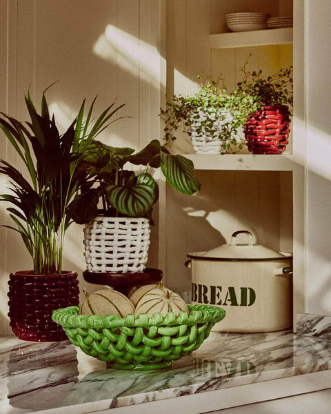 Burgundy Basketweave Planter