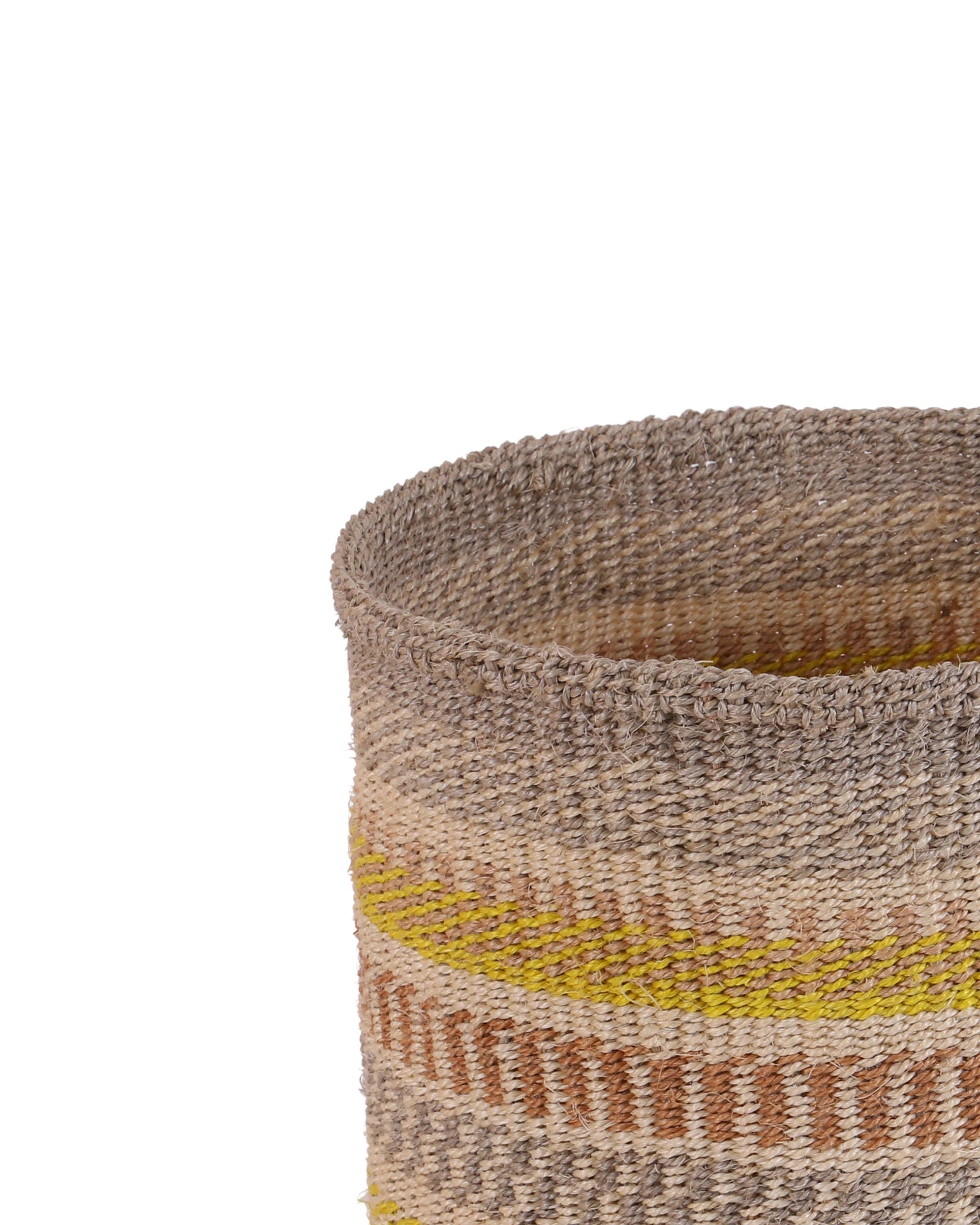 MBILI: Medium Grey, Brown and Yellow Sisal Basket