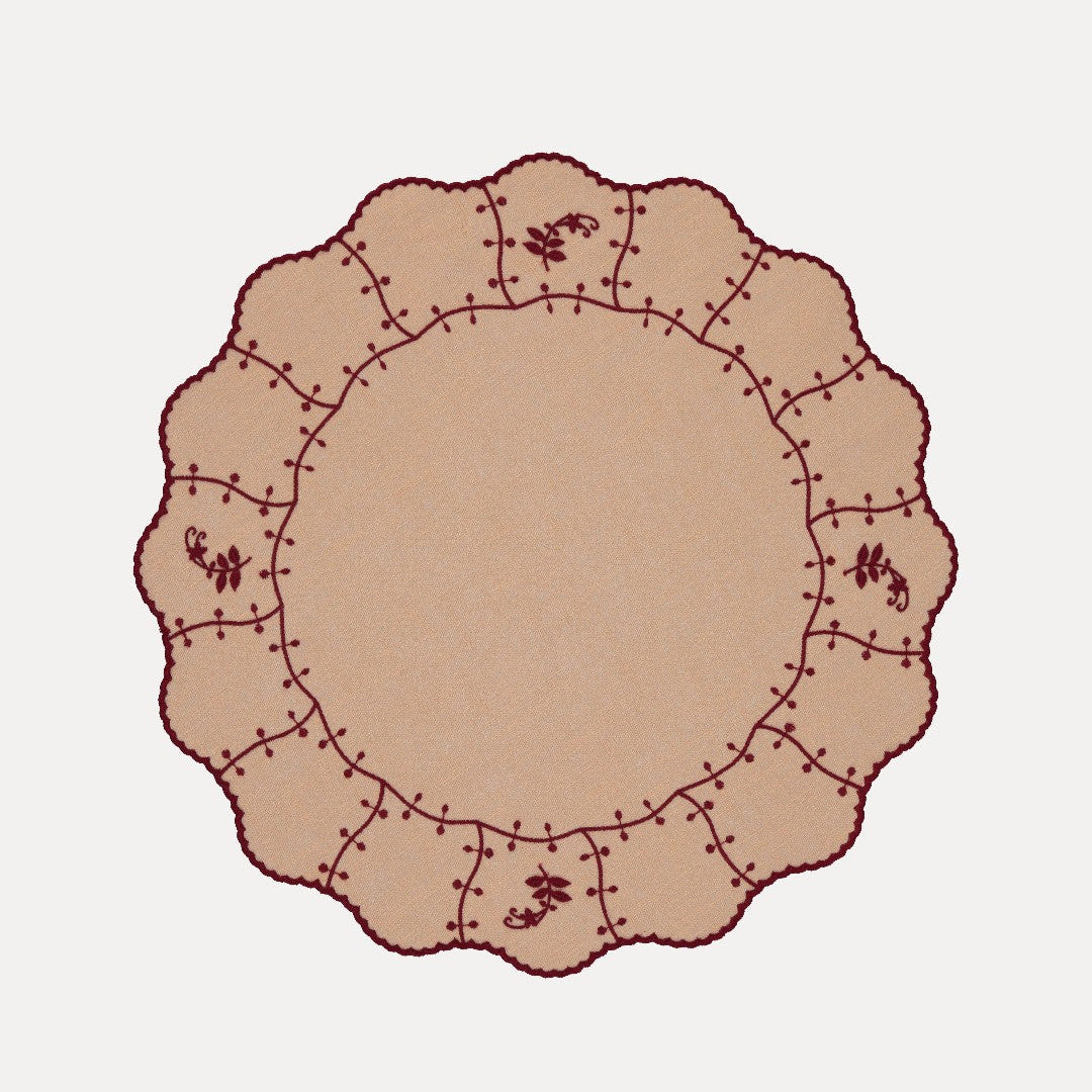 Jasmim Placemat, Salmon with Burgundy