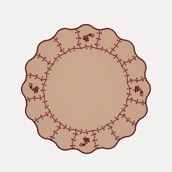Jasmim Placemat, Salmon with Burgundy