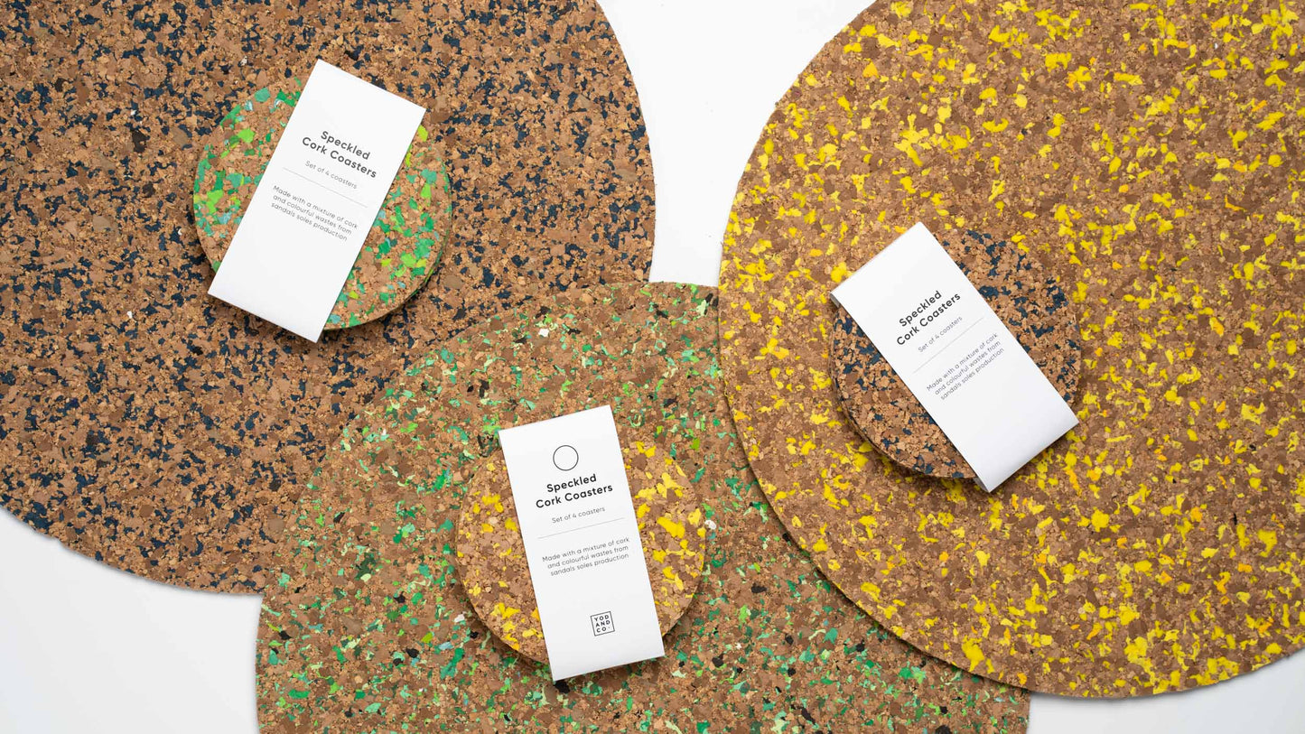 Navy Round Speckled Cork Placemat
