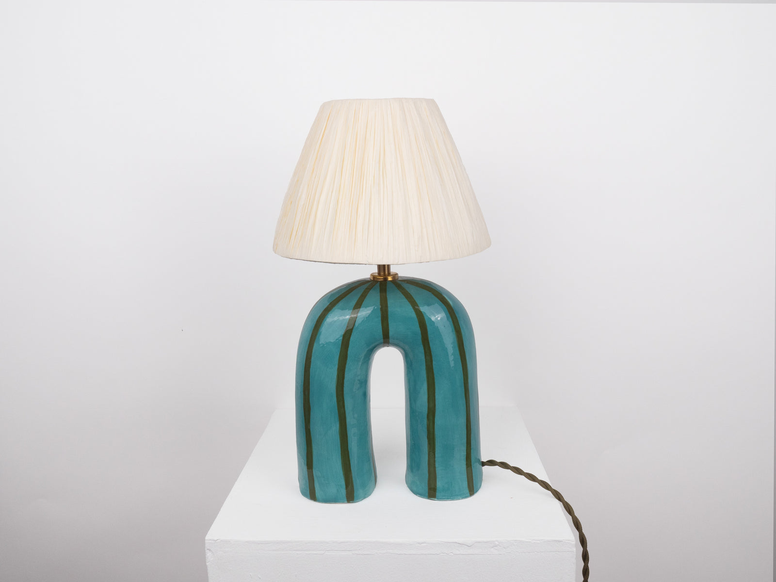 'You' Table Lamp - Green Stripes