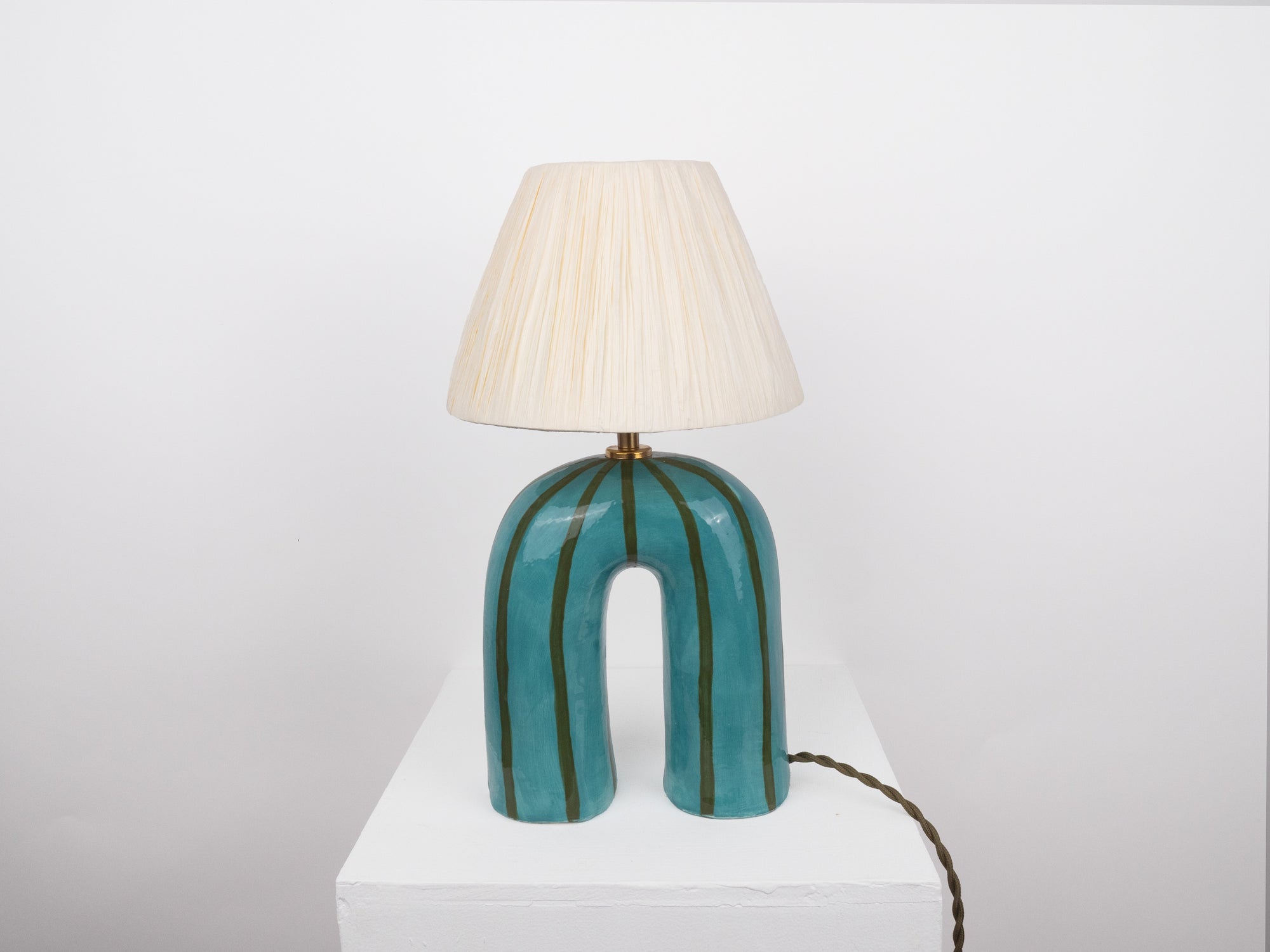 'You' Table Lamp - Green Stripes