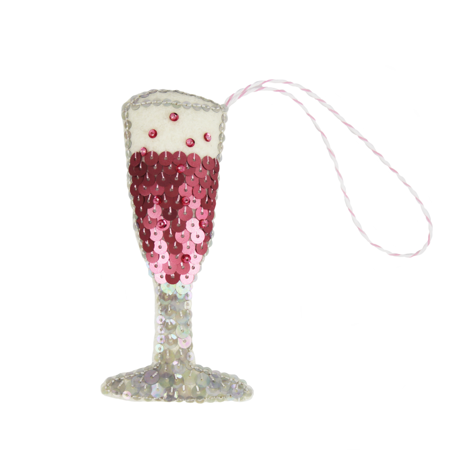 Rosé All Day Flute Sequin Ornament