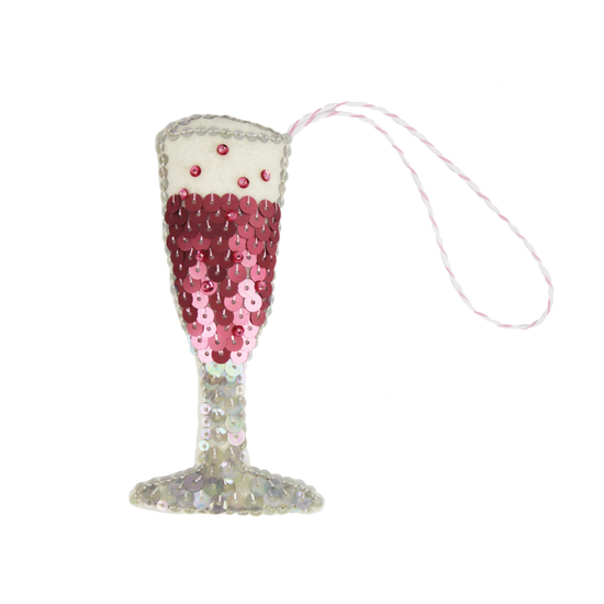Rosé All Day Flute Sequin Ornament