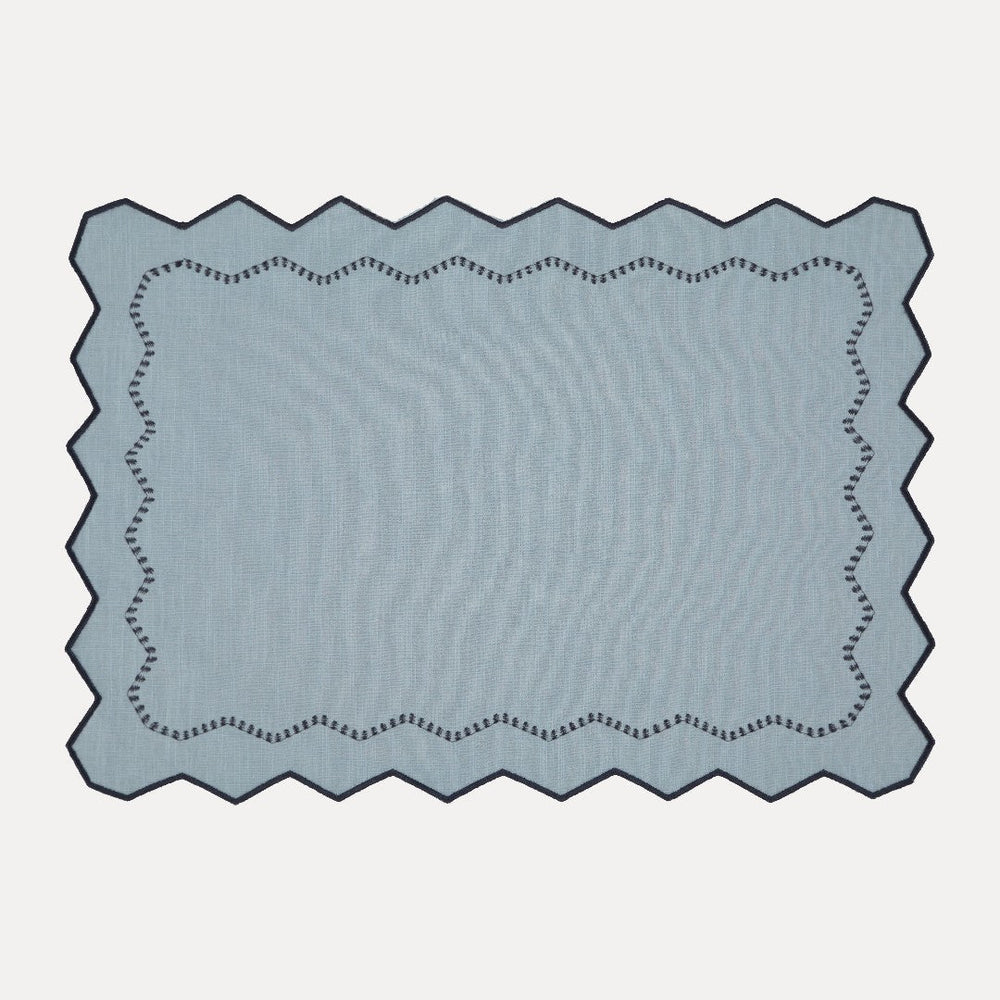 Alba Linen Placemat in Blue and Grey
