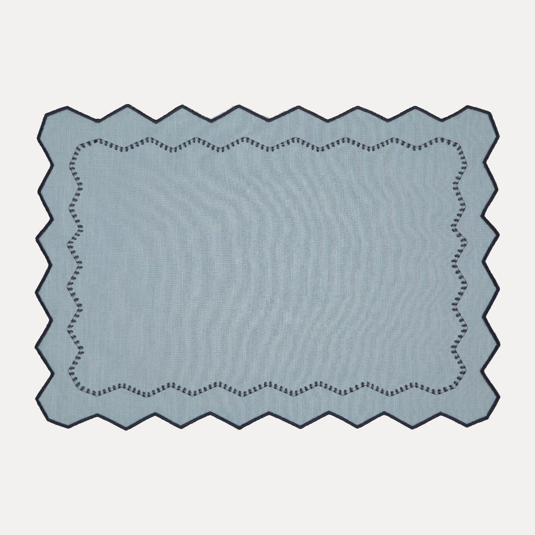 Alba Linen Placemat in Blue and Grey
