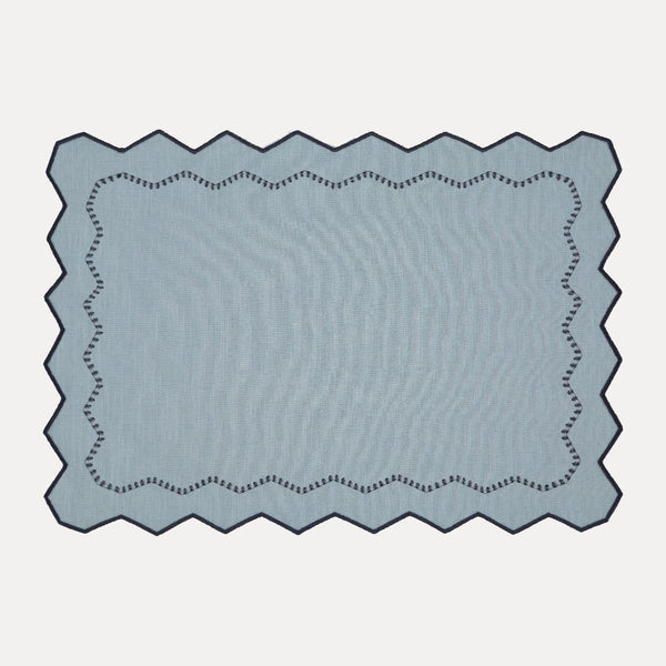Alba Linen Placemat in Blue and Grey