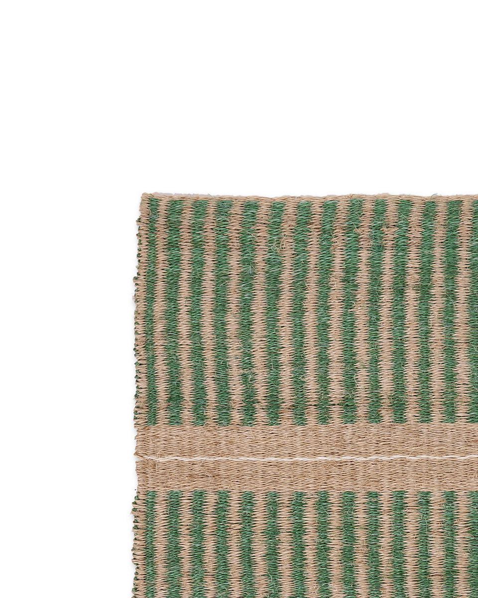 WAVU: Green, Natural & White Stripe Woven Sisal Doormat