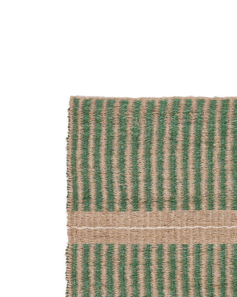 WAVU: Green, Natural & White Stripe Woven Sisal Doormat