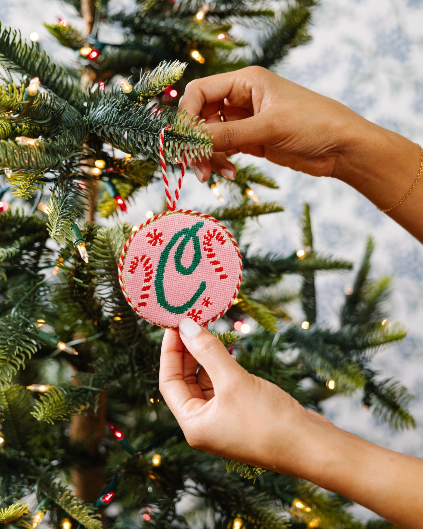 Needlepoint Monogram Ornament - C