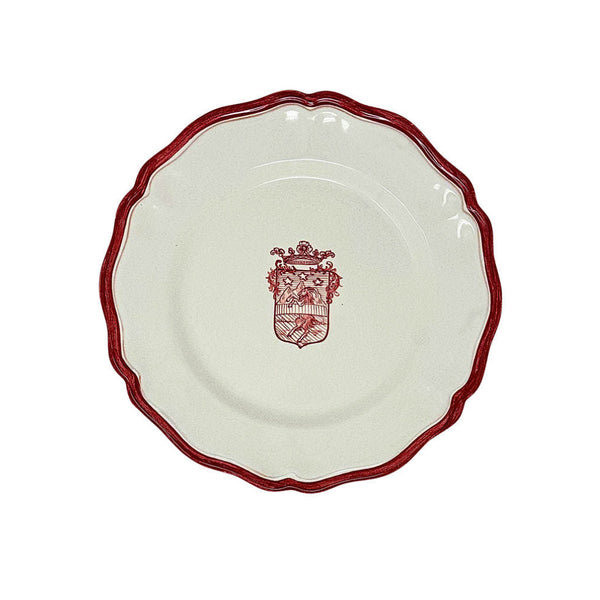 Sveva's Home Ceramic Hand Painted Red Crest Scalloped Big and Small Dining Plates Set of 4