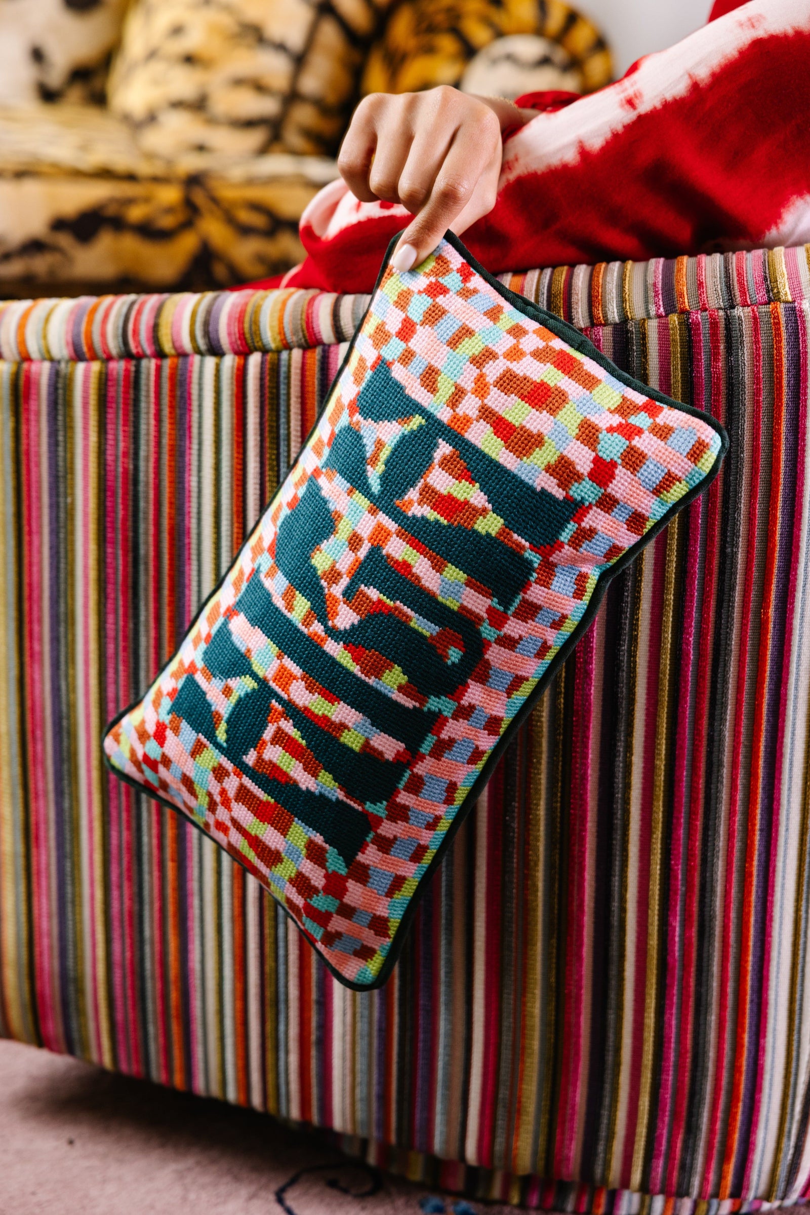 High Needlepoint Pillow