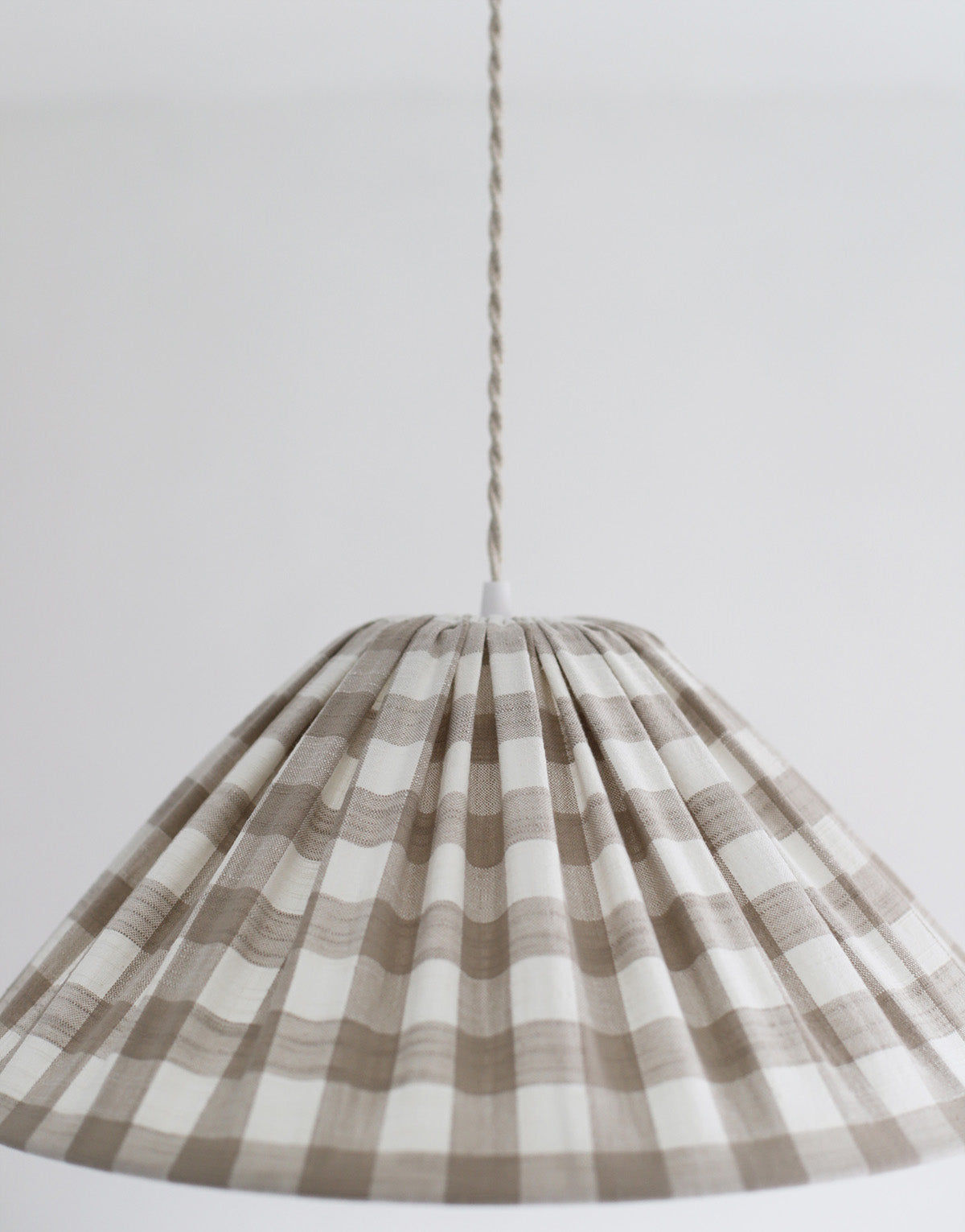 Malala Conical Pendant Light in Beige with Large Check Pattern