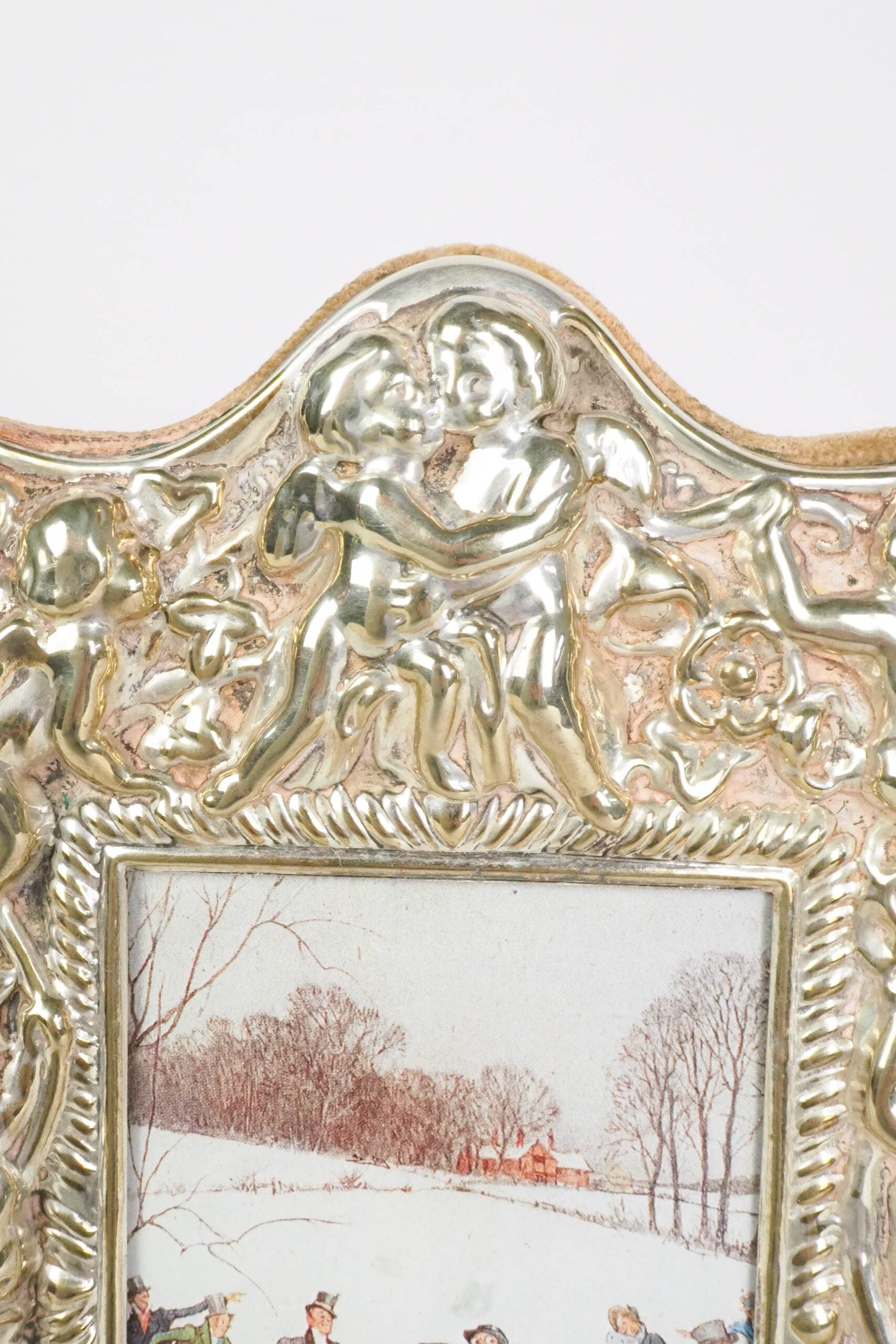 Antique Cherub Silver Plate Frame