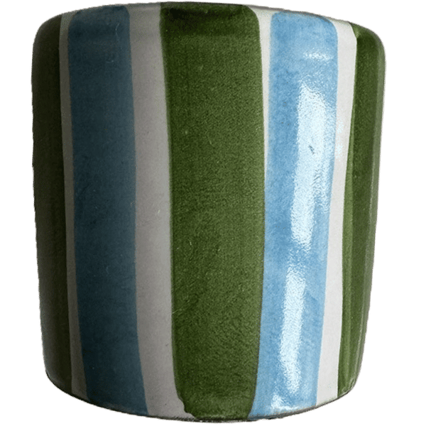 Coffee Cup – Blue and Green Stripes