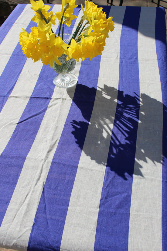 Cobalt Extra Wide Stripe Tablecloth