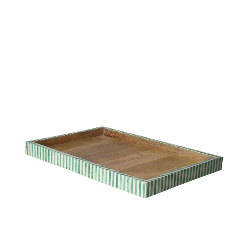 Rectangular Inlay Tray | Extra Large | Green | Striped