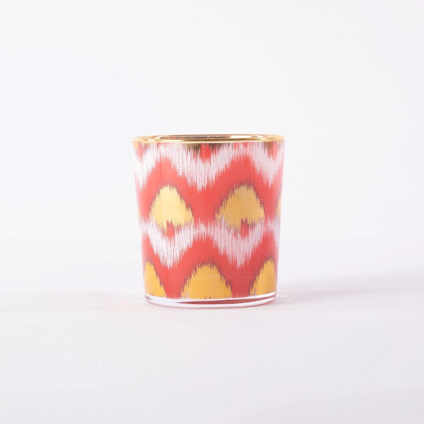 Ikat gold glasses - Red Tumbler Set of 4