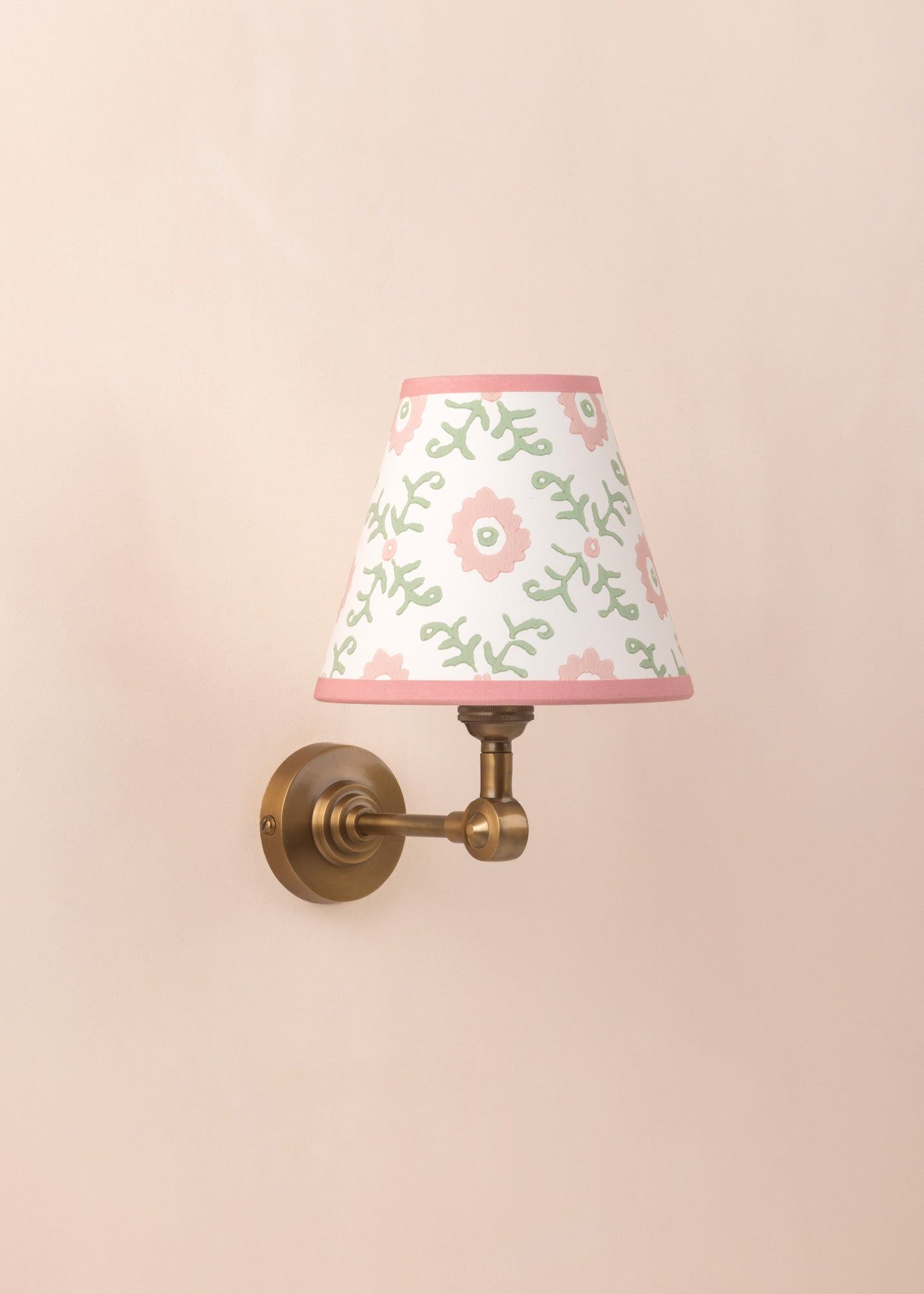 Folk Flower Mini Lampshade - Pink / Green
