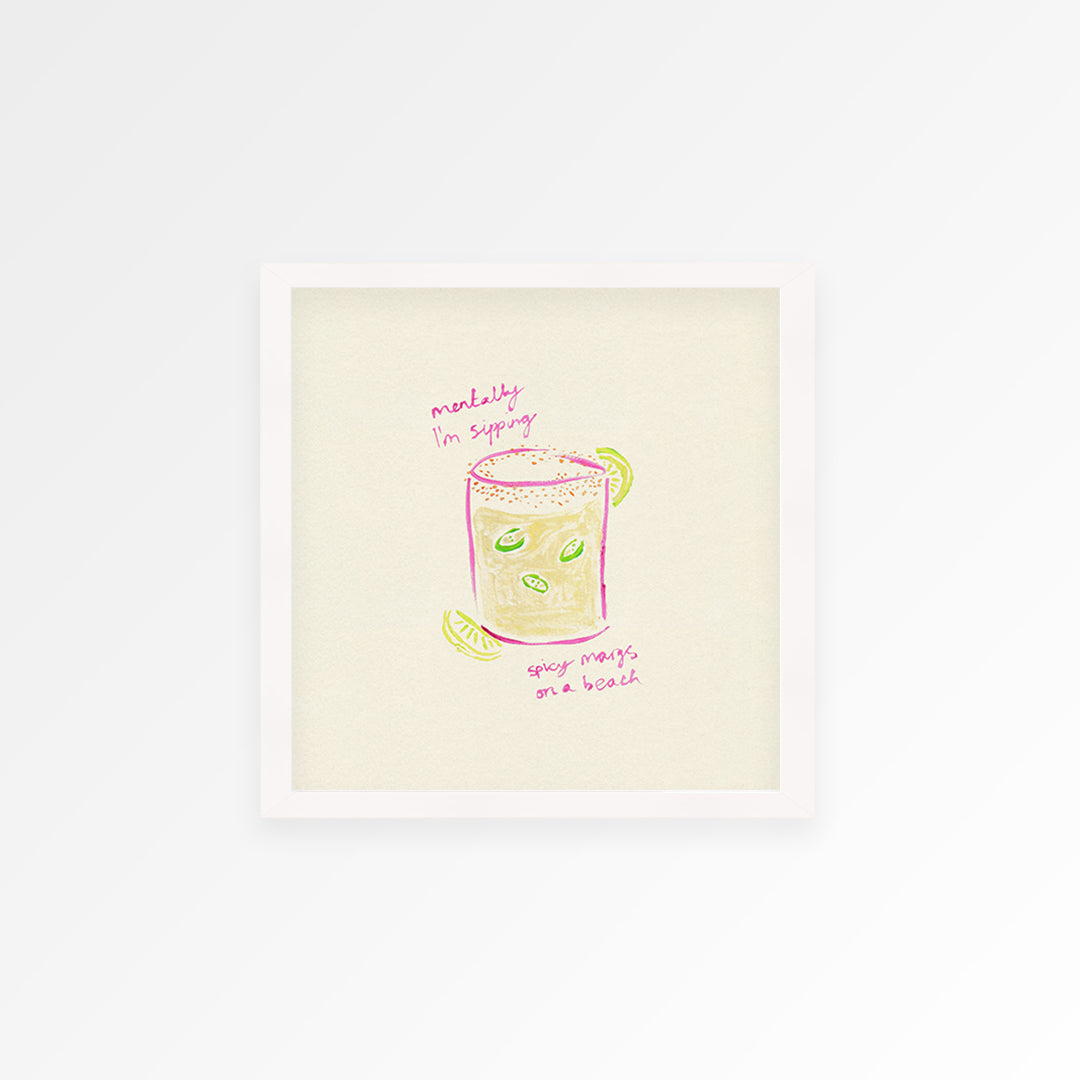 Sipping Spicy Margs Square Hand Painted Print