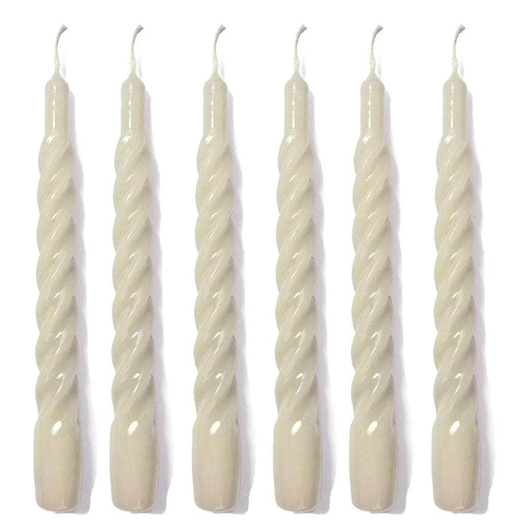 Ivory Twisted Gloss Candles - Set of 6