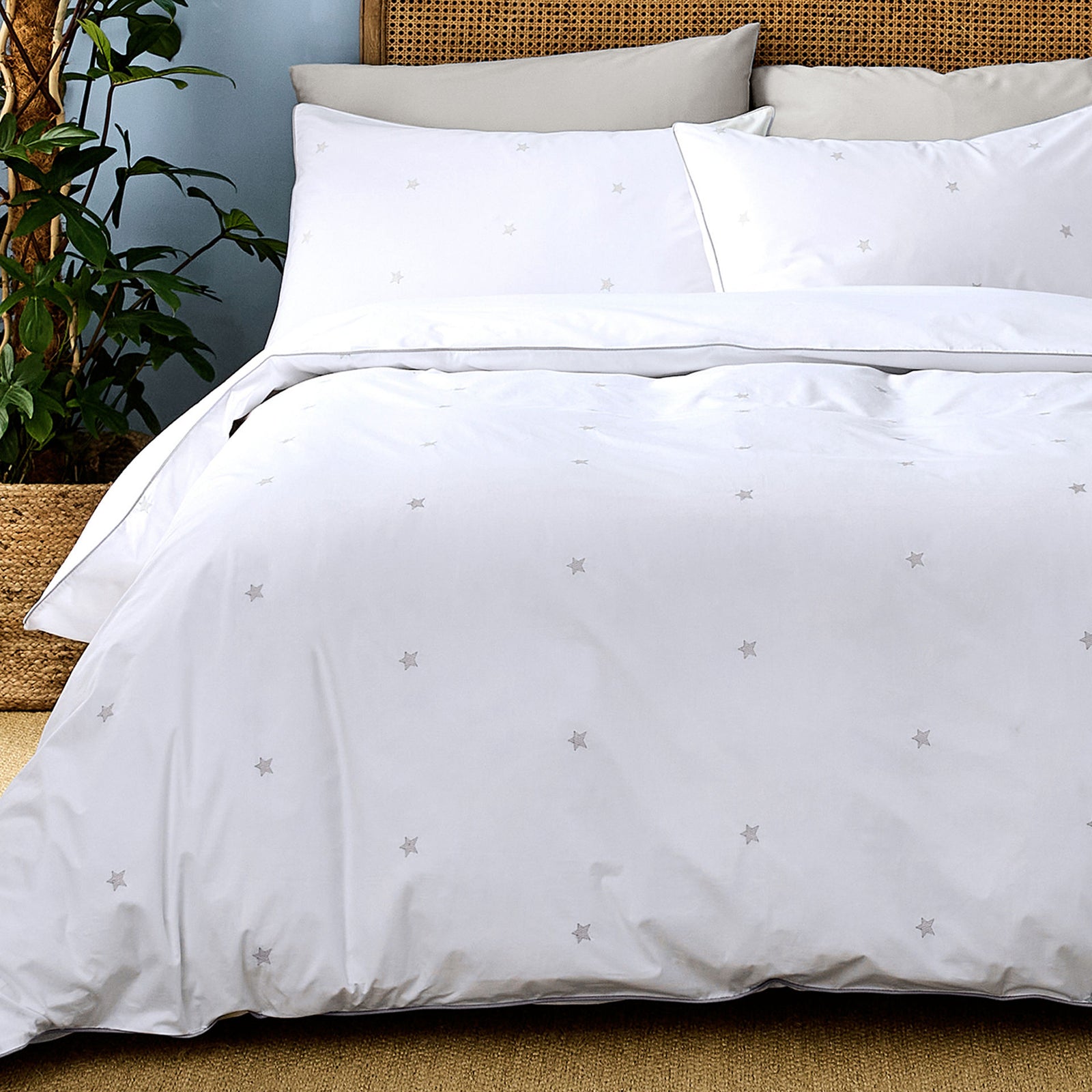 Luxury Organic Cotton Pebble Grey Amongst The Stars Duvet Cover