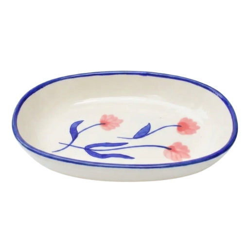 Handmade Ceramic Serving Bowl - Camellia, 1.5 x 8 x 4 Inches (Set of 2)
