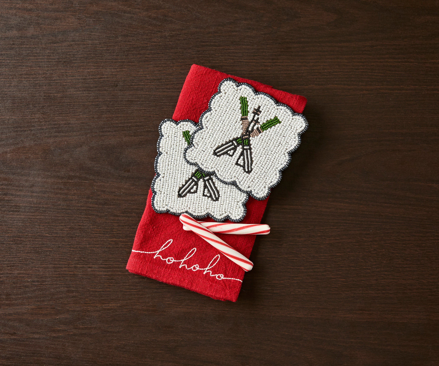 Handmade Beaded Holiday Coaster – Christmas Table Decor