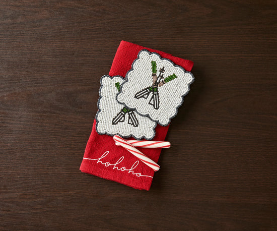 Handmade Beaded Holiday Coaster – Christmas Table Decor