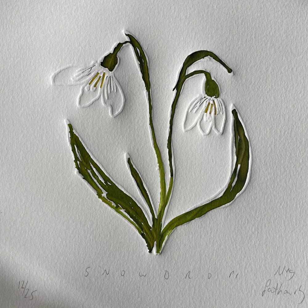 "Snowdrop Flower of the Month" Embossed Art Collage