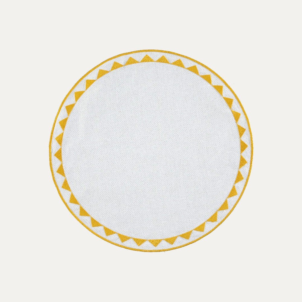 Sol Placemat, White with Mustard
