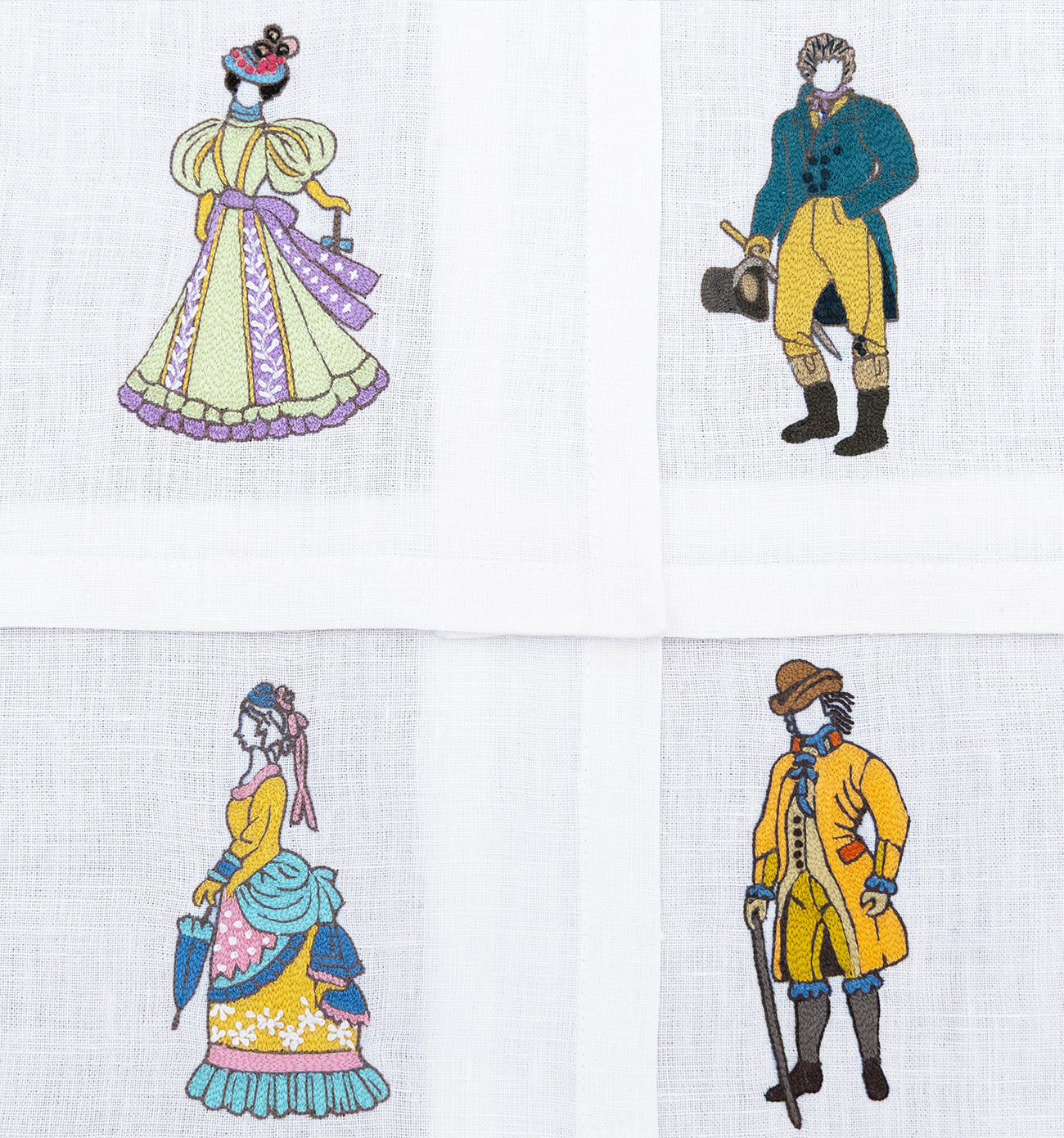 Embroidered Table Linen - Victorian Cocktail Napkins 3 (Set of 4)