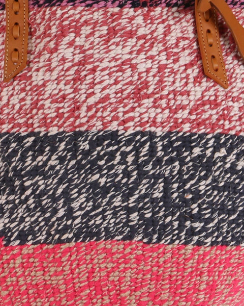 PESA: Handwoven Red, Black & Pink Wool Tote Bag
