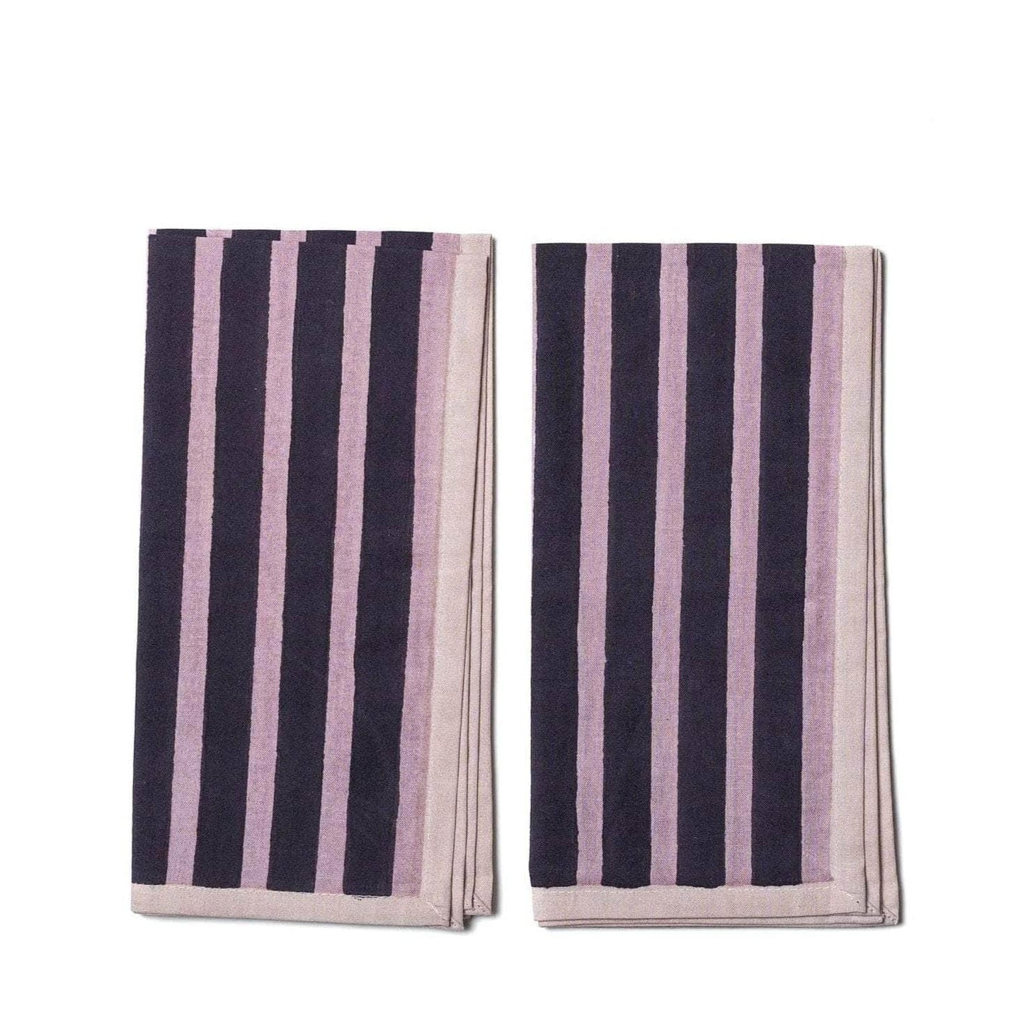 Block Stripe Napkins - Aubergine / Mauve