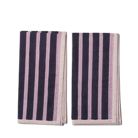 Block Stripe Napkins - Aubergine / Mauve